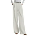 thumbnail image 6 of High Waisted Pants for Women Loose Casual Business Office Dress Pants Trendy Flowy Straight Leg Slacks with Pockets White L, 6 of 6