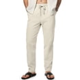 thumbnail image 1 of Pantalones JMIERR para hombre, casual, algodón y lino, cintura elástica, beige, L, 1 of 6