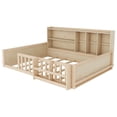 thumbnail image 6 of Leumius Full Size Floor Montessor Bed with Storage Shelves,Wood Low Bed with Semi-enclosed Guardrail and Headboard, Footboard, Space Saving, No Box Spring Required,Natural, 6 of 8
