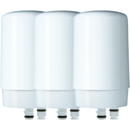 Link Filter Tap - Brita Tap Water Filter, Water Filtration System Replacement Filters For Faucets, Reduces Lead, BPA Free - White, 3 ct