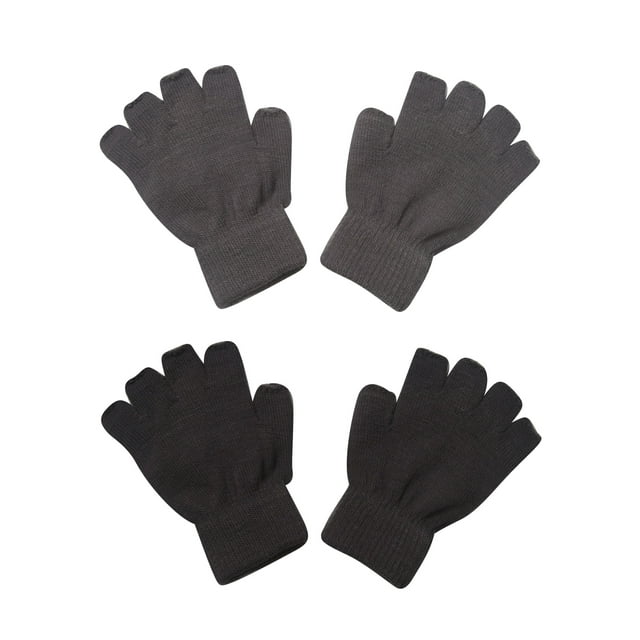 Gravity Kids Fingerless Color Array Gloves - 2 Pack - Black/Grey