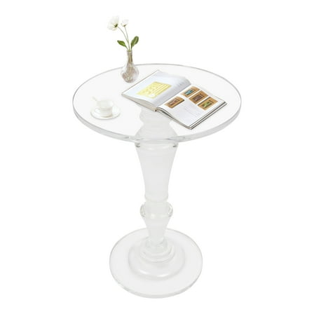 Acrylic End Table, Clear Side Table, Modern Coffee Table with Round Tabletop 13.8in*19.7in