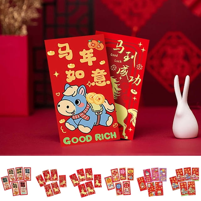 Sentmoon Red Envelope Chinese Red Envelope 2026 2026 Chinese News Year Lunar News Year Red Envelopes - Year Of Horse 6PCS