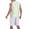 thumbnail image 2 of Pofeuu Pistachio Green Checkboard Print Basketball Jersey, Shirts for Men Youth Basketball Jersey Crew Neck-4X-Large, 2 of 6