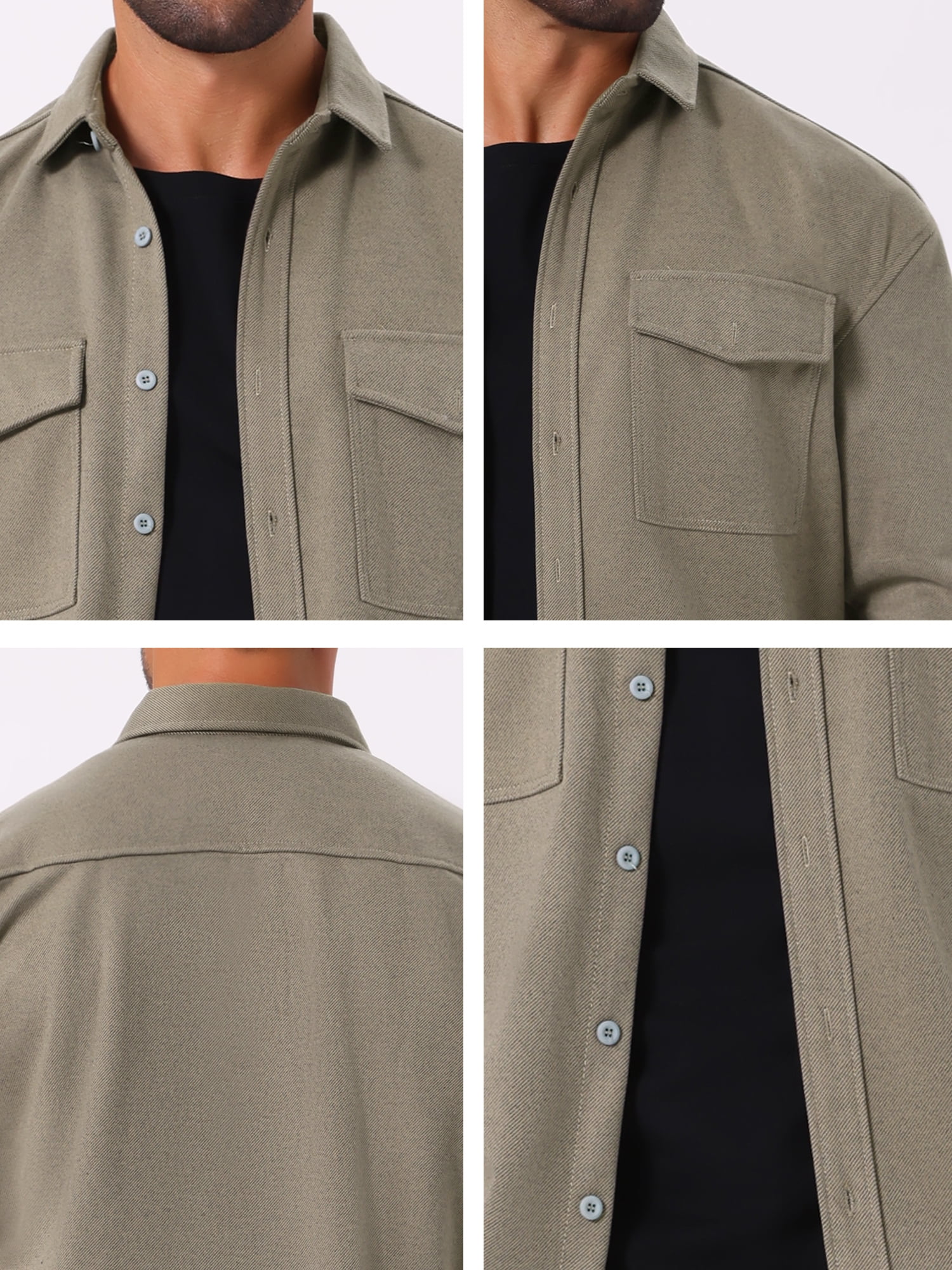 DARING DIVA Long Sleeve Button Solid Color Casual Work Jacket XL Gray Khaki