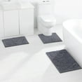 thumbnail image 5 of RUseeN Bathroom Rugs Sets 3 Piece Chenille Microfiber Bath Rug Non-Slip Bath Mats with Soft Plush PVC Backing Water Absorbent Carpet 1'' Quick Dry Microfiber Toilet Mat, Deep Gray, 5 of 9