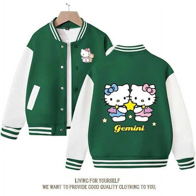 Sanrio Hello Kitty Cinnamoroll Jacket Kuromi Overcoat Woman Jacket Spring Autumn Kids Loose Sports Baseball Uniform Clothes Gift