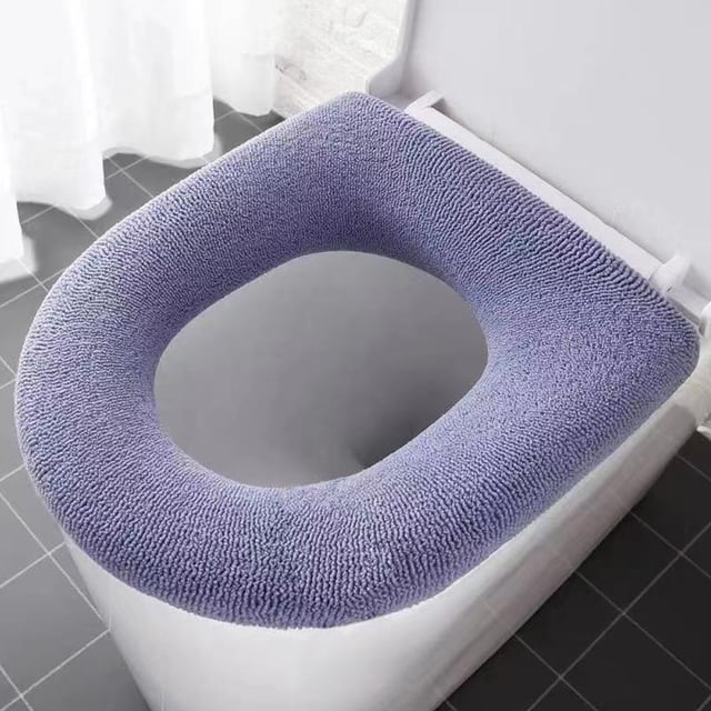 Cubierta de asiento de inodoro cálido para invierno, cojín reutilizable lavable, almohadilla cómoda y elástica, alfombrilla decorativa, Color Cubiertas para muebles de jardín Azul Tipo 1 Advancent HA009904-07