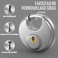 thumbnail image 5 of Cadenas Rond Sécurisé, Corps en Acier Inoxydable Robuste, pour Garages, Clôtures, Entrepôts, Casiers, etc., 5 of 5