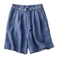 thumbnail image 2 of Bermuda Shorts for Women Summer Casual Elastic Waist Wide Leg Loose Fit Cotton Linen Boho Beach Shorts with Pockets, 2 of 8
