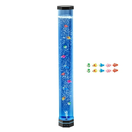 KFFKFF Sensory Bubble Tube Lamp, 3.3 ft Aquarium Light with Floating Fish & 16 Color Options, Remote-Controlled Calming Light for Home, Bedroom, or Living Room Decor