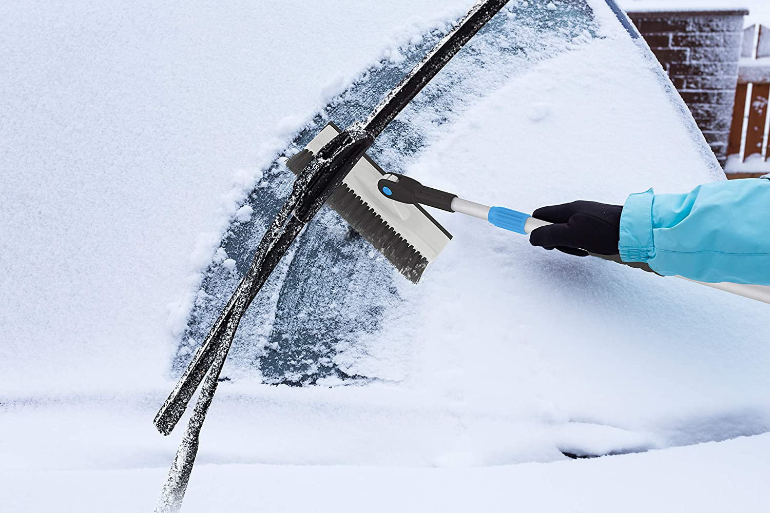 Kyrieval Car Snow Brush Removal Extendable and Detachable Ice Scraper with Foam Grip for Car Truck SUV 