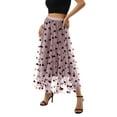 thumbnail image 2 of Caoirhny Women's Mid-Length Skirts, Heart Printed High Waist Mesh Vintage Style Skirts, Casual Simple Bottoms, 2 of 5