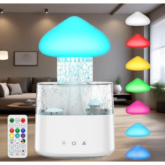 Rain Cloud Humidifier, Mushroom Diffuser, 7 Light Colours, Aroma ...
