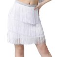 thumbnail image 4 of Falda De Baile Latino Con Borlas De Tres Capas, Ropa De Baile Suave Para Niña, Para Fiesta De Samba Rumba, Blanca, Grande SM SunniMix falda de baile latino, 4 of 7
