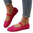 thumbnail image 2 of Domzle Women's Mary Janes Ballet Flats Faux Suede Dress Shoes | Memory Foam Comfortable Dress Shoes Work Elastic Straps casual dressy ballerina loafers Hot Pink, 2 of 9