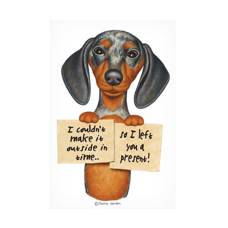 TRADEMARK FINE ART Danny Gordon Art Dappled Dachshund Two Signs Canvas Art