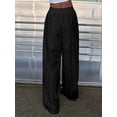 thumbnail image 5 of Women Wide Leg Trousers Embroidered Lace Eyelet Baggy Pants Dressy Trendy Beach Palazzo Pants Black S, 5 of 9