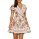 thumbnail image 1 of Vestido corto playero de verano para mujer, cruzado, con escote en V, estampado floral bohemio, con volantes y corte en A, 1 of 7