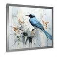 thumbnail image 2 of Designart "Minimalist Blue Avian Among Florals" Birds Of Paradise Picture Framed Wall Art Prints, 2 of 5