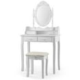thumbnail image 4 of Gymax Makeup Vanity Dressing Table Set w/10 Dimmable Bulbs Cushioned Stool White, 4 of 10