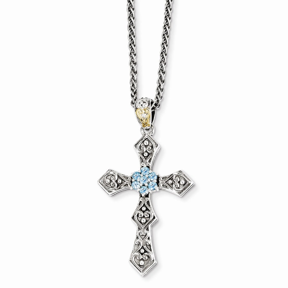 925 Sterling Silver 14k Blue Topaz Necklace by IceCarats