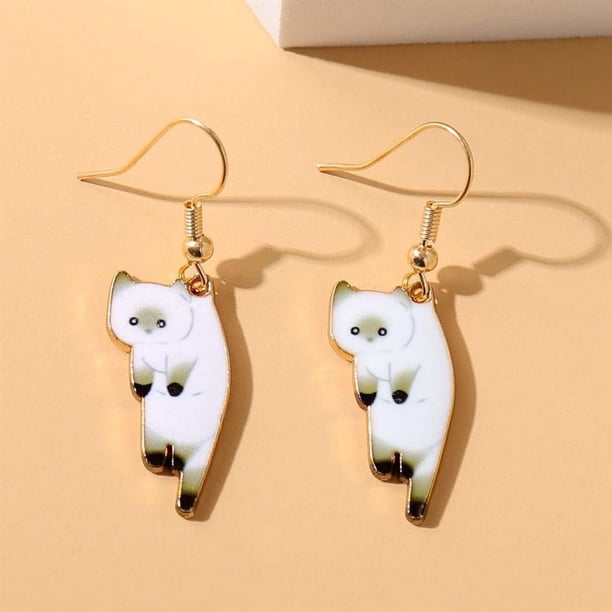 Lindos pendientes con forma de gancho para la oreja de gatito, textura fresca y dulce, sencillos pendientes de gato de dibujos animados, fáciles de usar, material de calidad, estilo