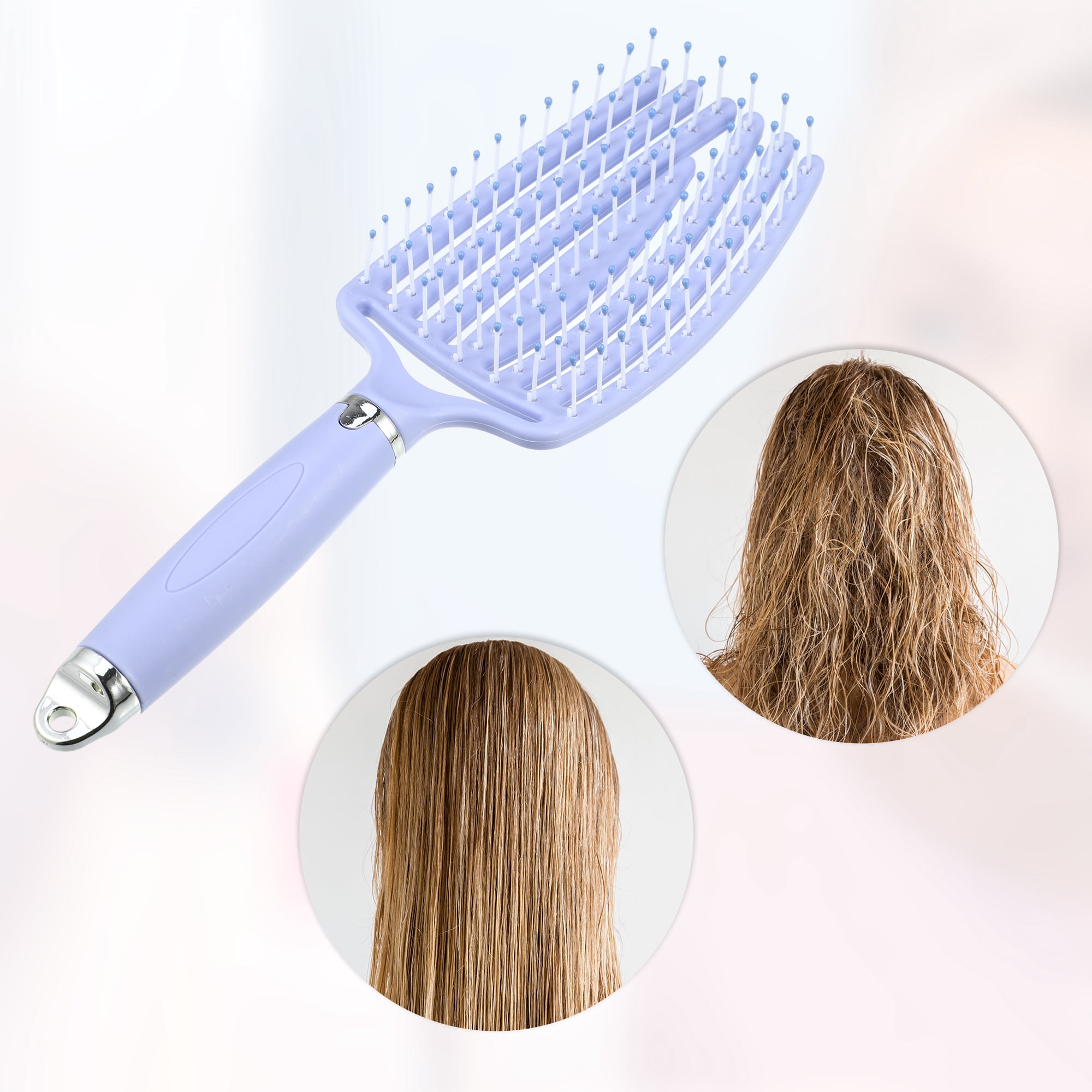 Unique Bargains 1Pc Durable Hollow Hair Brush for Curly Straight Thin Dry Wet Hair Purple