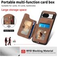 thumbnail image 3 of Phone Case for Google Pixel 8 5G Wallet Cover with Tempered Glass Screen Protector Wrist Strap Lanyard RFID Credit Card Holder Ring Stand Cell Accessories Pixel8 Pixle Eight Women Men Brown, 3 of 7