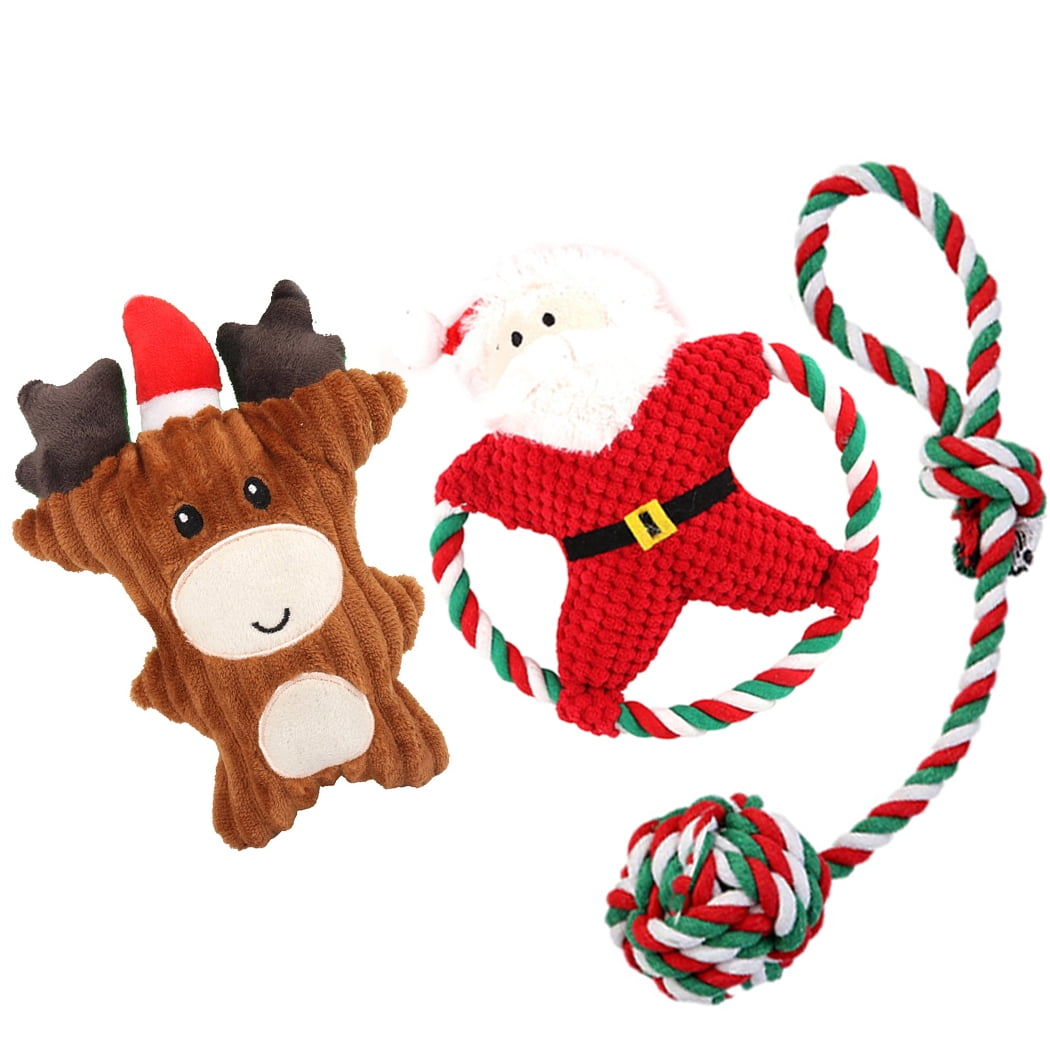 3PCS Christmas Dog Toy Bite Resistant Dog Teething Toy Pet Chew Toy for