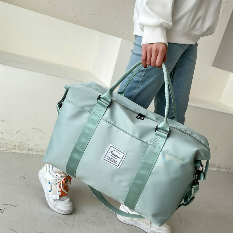 Kabuer Travel Duffel Bag Sports Tote Gym Bag Shoulder Weekender Overnight  Bag for Women Gym Accessories for Women,Green 