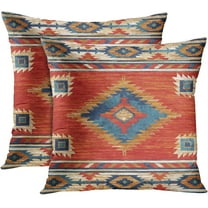 Throw Pillow Covers, Home Art Decor, 18 x 18 Inches Set of 2 Cushion Couch Sofa Cases, Abstract Oil Painting Pillowcases for Bedroom, Living Room, Ethnic Decorative, Geometric Tribal