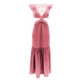 thumbnail image 4 of Summer Saving Wycnly Summer Dresses for Women Sexy Hollow out Ruffle Layer Flowy Swing A Line Long Dresses 2024 Sleeveless V-Neck Solid Maxi Formal Dress Pink XL, 4 of 6
