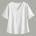 thumbnail image 5 of Rutainlusire Women's V-Neck Ruffle Sleeve Henley Tops Ladies Lightweight Crinkle Gauze Fabric with Decorative Button Detail Tops, 5 of 6