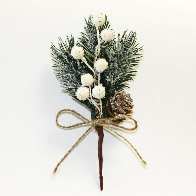 Christmas Artificial Berries Branches Bouquet with Rope Simulation Floral  Picks for Wedding Supplies Winter Floral Arrangement Party Decor White 