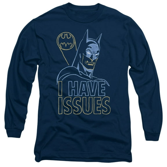DC Comics Issues Long Sleeve Adult 18/1 T-Shirt Navy