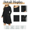 thumbnail image 5 of Mengpipi Womens's Plus Size Casual Long Sleeves Dress Crew Neck Loose Midi Dress with Pockets, 2X-5X, 5 of 6