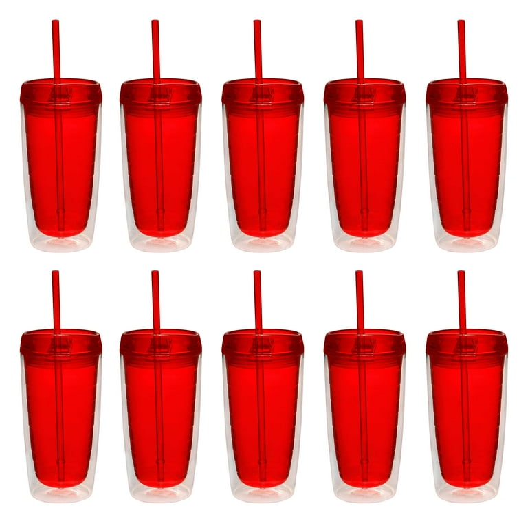 Bulk Double Wall Insulated Acrylic Tumblers With Straw And Lid set Of 12 16  Oz