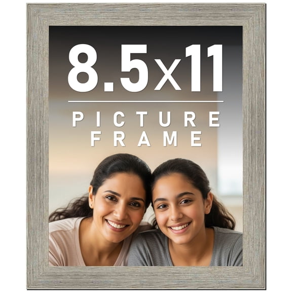 8.5x11 Frame Gray Barnwood Rustic Solid Wood Picture Frame | 1.5 Inch Moulding Width | Includes UV