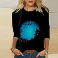 thumbnail image 2 of Nmnitkp Womens Tops 3/4 Length Sleeves T-Shirts Ghost Print Halloween Shirts Loose Fit Crew Neck Shirt Workout Blouses & Breathable and Skin Friendly Going Out Tops for Women, 2 of 5