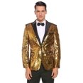 thumbnail image 5 of COOFANDY Shiny Sequins Suit Jacket Blazer One Button Tuxedo for Party, 5 of 9