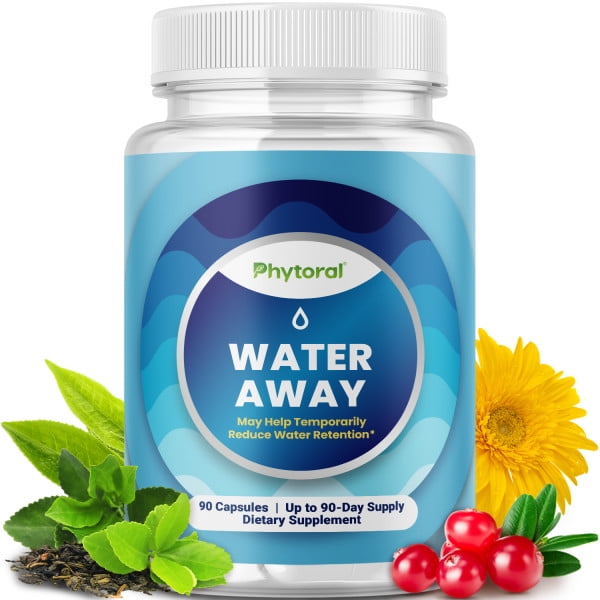Phytoral Water Away Diuretic Pills Supplement for Bloating Ease - Natural Herbal Pills for Men and Women - 90ct