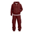 thumbnail image 6 of SELONE Mens 2 Piece Sets Joggers Big and Tall Full Zipper Hoodies Solid Cargo Pant with Pockets Fall Fashion Tracksuit, 6 of 9
