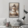 thumbnail image 4 of IDEA4WALL Framed Canvas Art Wall Decor Charming Snowman Smiling Snowman with Scarf and Top Hat Decorative Illustration Funny Retro Chic for Dorm Home Office - 24"x36" Black, 4 of 5