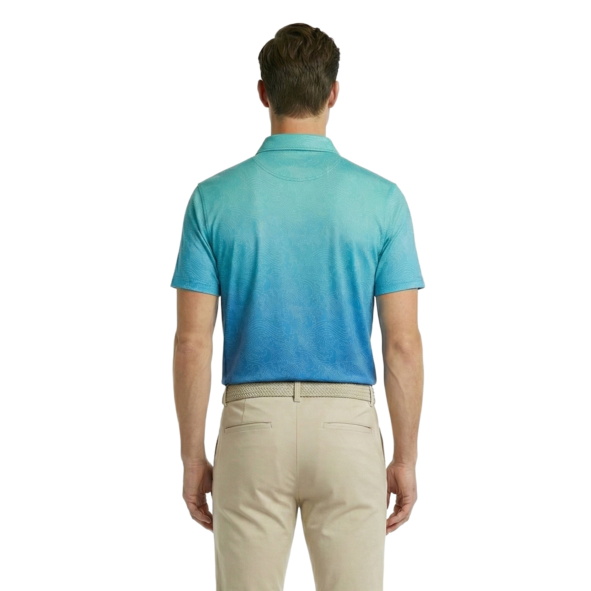 Birdie Bound Men's & Big & Tall Men's Ombre Waves Print Polo Shirt, Sizes XS-4XLT