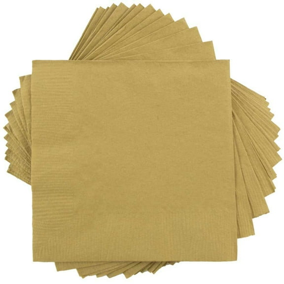 JAM Paper Medium Lunch Napkins, 6 1/2 x 6 1/2, Gold, 40/Pack