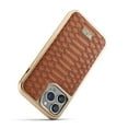 thumbnail image 3 of Detck Case for iPhone 12/12 Pro 6.1 Inch, Soft PU Leather with Python Pattern & Metal Logo TPU Plating Edge Camera & Screen Protection Shockproof Ultra-thin Case For iPhone 12 Pro / 12 6.1", Brown, 3 of 5