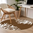 thumbnail image 5 of Sea White Coral Round Living Room Rugs 4 ft, Marine Brown Background Modern Art Washable Area Rug with Non-Slip Sturdy Edge Binding Round Carpet for Entryway Kitchen Bedroom Bathroom, 5 of 9
