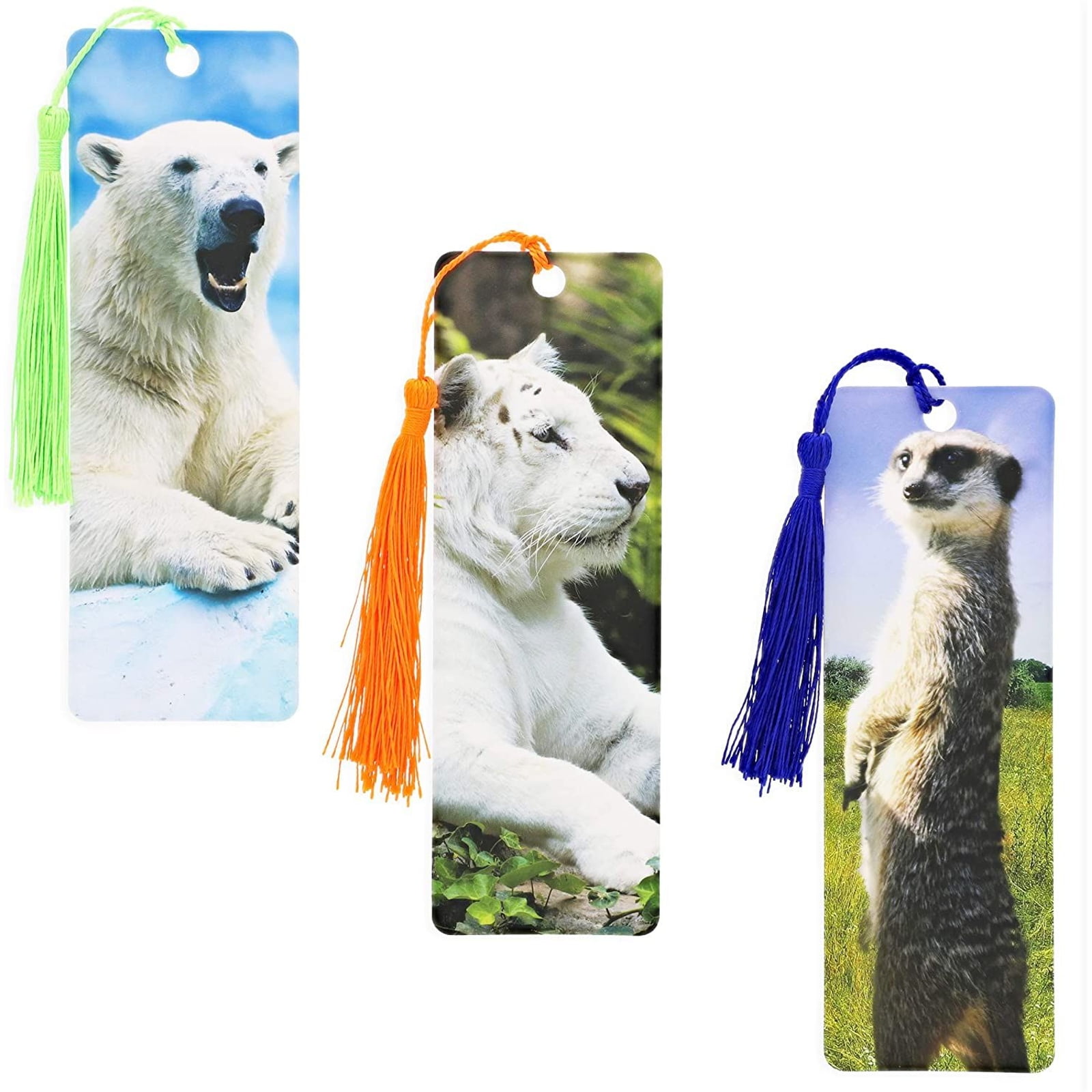 72 Pack Wildlife Animal Bookmarks with Tassels for Kids School Supplies,  Book Fairs (6 x 2 In)