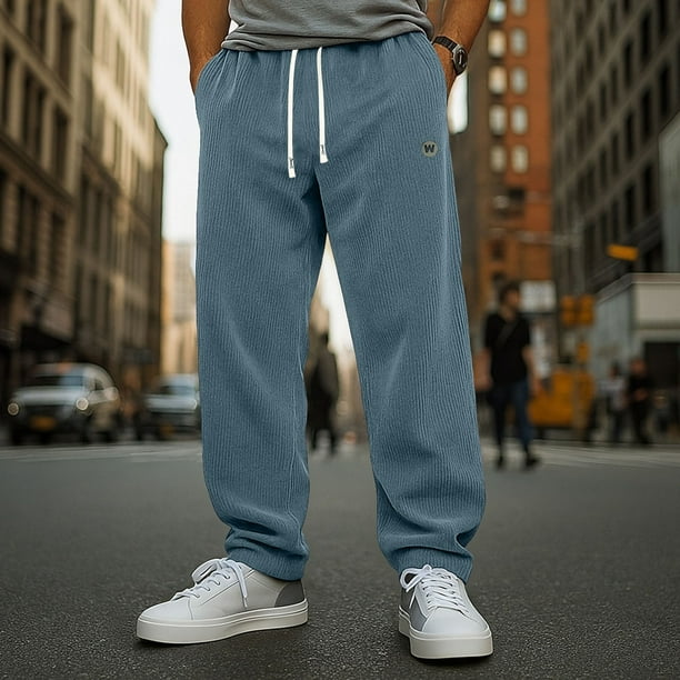 Ceisia Gift Men's All-Season Warm Sports Pants - Casual Fashion Thickened Solid Color Elastic Waist Nylon-Spandex Long Pants wi th Pockets